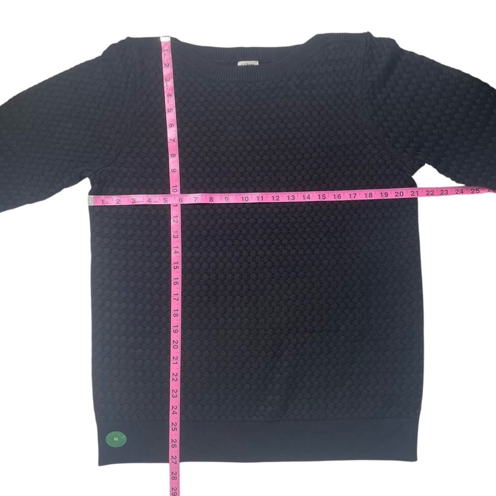 NEW LL Bean Black Basket Weave Pullover Sweater 100% Cotton Size XL Boat Neck - Picture 10 of 16